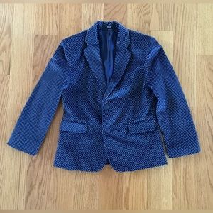 Nautica Velvet Dress Suit Blazer Blue with White Polka Dots Boys Size 6
